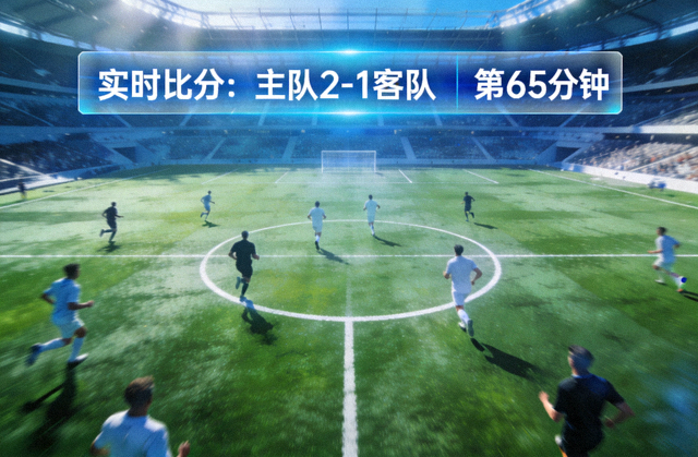体育赛事直播画面中的球场视角与实时比分信息叠加界面